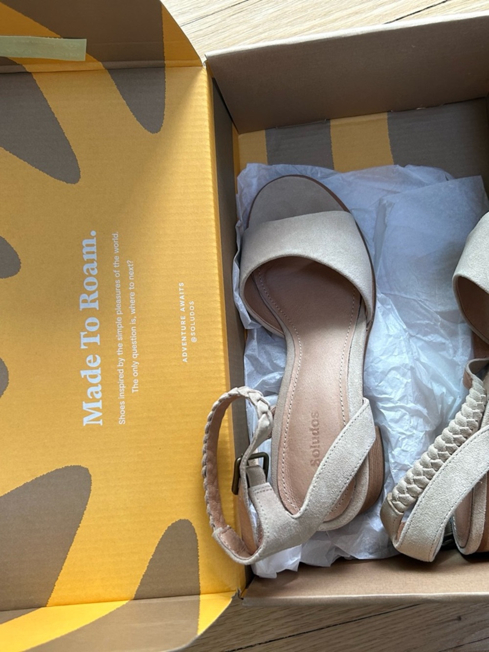 NWT Soludos Beige Braided Ankle-Strap Sandals